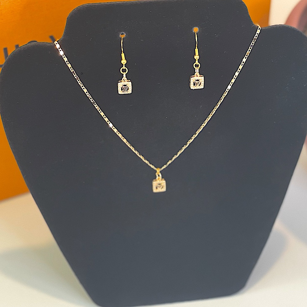Repurposed Authentic designer Buttons & Charm Earrings & Necklace